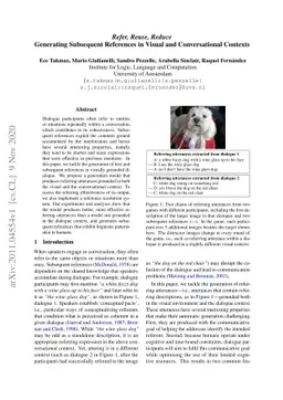 Refer, Reuse, Reduce: Generating Subsequent References in Visual and
  Conversational Contexts