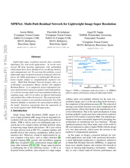 MPRNet: Multi-Path Residual Network for Lightweight Image Super
  Resolution