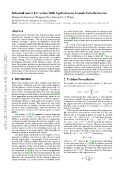 Informed Source Extraction With Application to Acoustic Echo Reduction