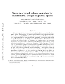 On proportional volume sampling for experimental design in general
  spaces