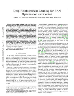 Deep reinforcement learning for RAN optimization and control