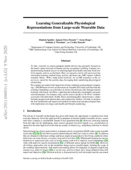 Learning Generalizable Physiological Representations from Large-scale
  Wearable Data