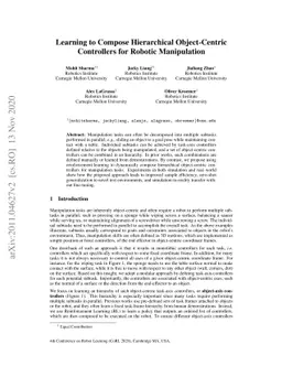 Learning to Compose Hierarchical Object-Centric Controllers for Robotic
  Manipulation