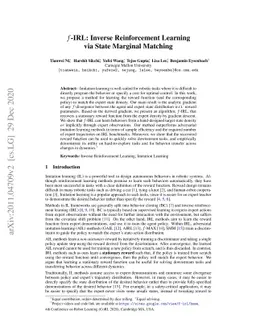 f-IRL: Inverse Reinforcement Learning via State Marginal Matching
