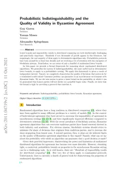 Probabilistic Indistinguishability and the Quality of Validity in
  Byzantine Agreement