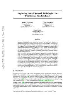 Improving Neural Network Training in Low Dimensional Random Bases