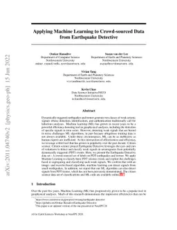 Applying Machine Learning to Crowd-sourced Data from Earthquake
  Detective