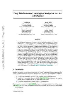 Deep Reinforcement Learning for Navigation in AAA Video Games