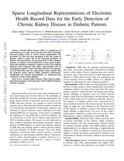 Sparse Longitudinal Representations of Electronic Health Record Data for
  the Early Detection of Chronic Kidney Disease in Diabetic Patients