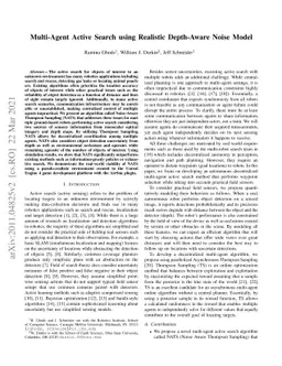 Multi-Agent Active Search using Realistic Depth-Aware Noise Model