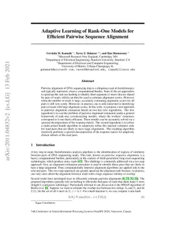 Adaptive Learning of Rank-One Models for Efficient Pairwise Sequence
  Alignment