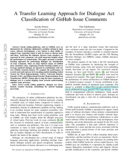 A Transfer Learning Approach for Dialogue Act Classification of GitHub
  Issue Comments