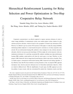 Hierarchical Reinforcement Learning for Relay Selection and Power
  Optimization in Two-Hop Cooperative Relay Network