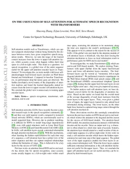 On the Usefulness of Self-Attention for Automatic Speech Recognition
  with Transformers