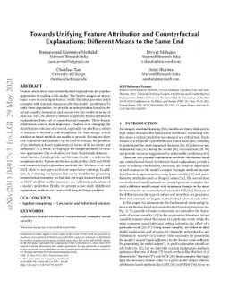 Towards Unifying Feature Attribution and Counterfactual Explanations:
  Different Means to the Same End