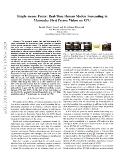 Simple means Faster: Real-Time Human Motion Forecasting in Monocular
  First Person Videos on CPU