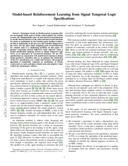 Model-based Reinforcement Learning from Signal Temporal Logic
  Specifications