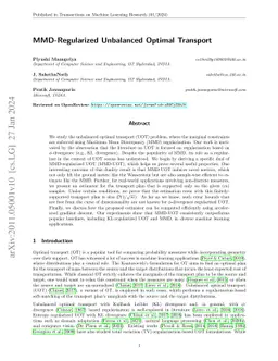 MMD-Regularized Unbalanced Optimal Transport