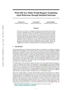 What Did You Think Would Happen? Explaining Agent Behaviour Through
  Intended Outcomes