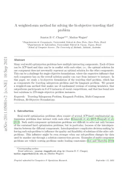 A weighted-sum method for solving the bi-objective traveling thief
  problem