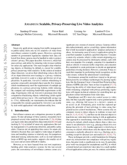 Amadeus: Scalable, Privacy-Preserving Live Video Analytics