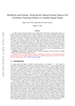 Multiplicity and Diversity: Analyzing the Optimal Solution Space of the
  Correlation Clustering Problem on Complete Signed Graphs
