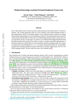 Medical Knowledge-enriched Textual Entailment Framework