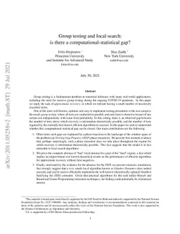 Group testing and local search: is there a computational-statistical
  gap?