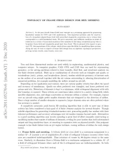 Topology of Frame Field Design for Hex Meshing