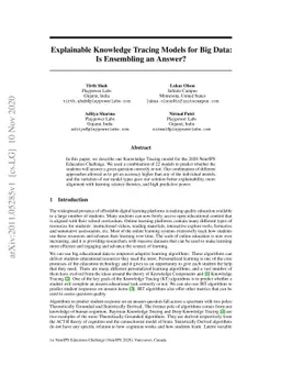 Explainable Knowledge Tracing Models for Big Data: Is Ensembling an
  Answer?