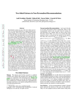 Two-Sided Fairness in Non-Personalised Recommendations