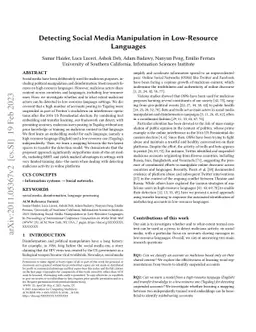 Detecting Social Media Manipulation in Low-Resource Languages
