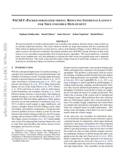 PACSET (Packed Serialized Trees): Reducing Inference Latency for Tree
  Ensemble Deployment