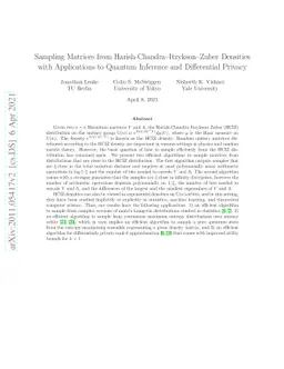 Sampling Matrices from Harish-Chandra-Itzykson-Zuber Densities with
  Applications to Quantum Inference and Differential Privacy