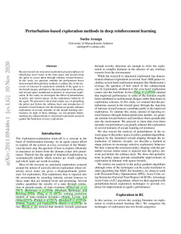 Perturbation-based exploration methods in deep reinforcement learning