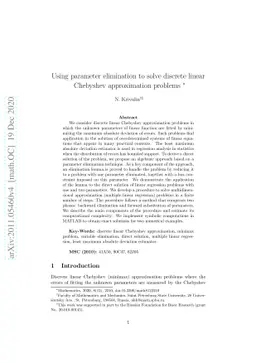 Using parameter elimination to solve discrete linear Chebyshev
  approximation problems