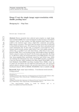 Dense U-net for super-resolution with shuffle pooling layer