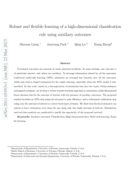 Robust and flexible learning of a high-dimensional classification rule
  using auxiliary outcomes