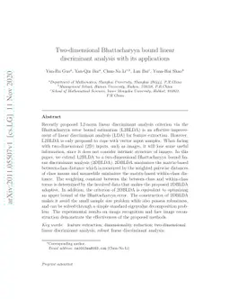 Two-dimensional Bhattacharyya bound linear discriminant analysis with
  its applications