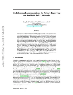 On Polynomial Approximations for Privacy-Preserving and Verifiable ReLU
  Networks