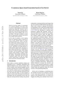 E-commerce Query-based Generation based on User Review