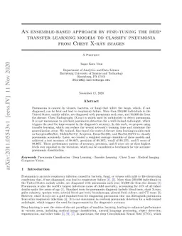 An ensemble-based approach by fine-tuning the deep transfer learning
  models to classify pneumonia from chest X-ray images