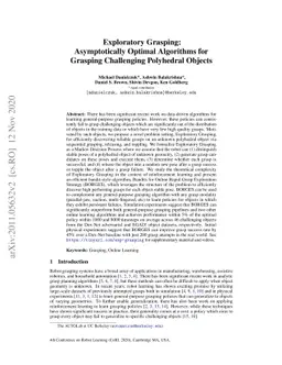 Exploratory Grasping: Asymptotically Optimal Algorithms for Grasping
  Challenging Polyhedral Objects