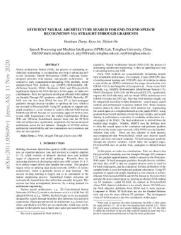 Efficient Neural Architecture Search for End-to-end Speech Recognition
  via Straight-Through Gradients