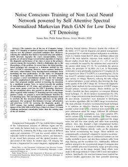Noise Conscious Training of Non Local Neural Network powered by Self
  Attentive Spectral Normalized Markovian Patch GAN for Low Dose CT Denoising
