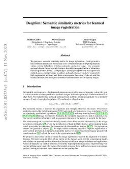 DeepSim: Semantic similarity metrics for learned image registration