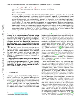 Using machine-learning modelling to understand macroscopic dynamics in a
  system of coupled maps