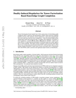 Duality-Induced Regularizer for Tensor Factorization Based Knowledge
  Graph Completion