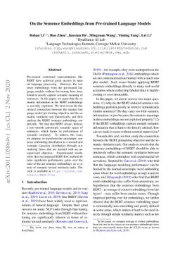 On the Sentence Embeddings from Pre-trained Language Models