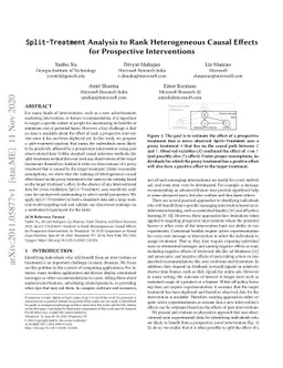 Split-Treatment Analysis to Rank Heterogeneous Causal Effects for
  Prospective Interventions